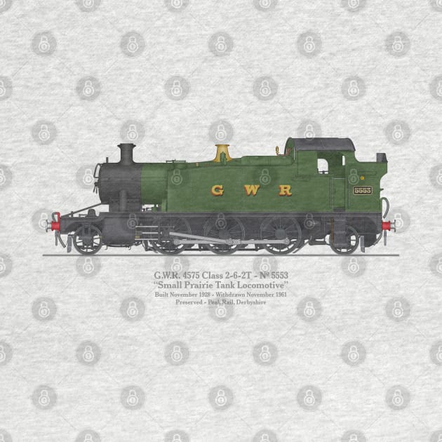 GWR Small Prairie Class 4575 Tank Locomotive Number 5553 by SteveHClark